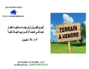 0578 - للبيع بالقيروان أرض بيضاء مساحتها 1 هكتار به شهادة ملكية