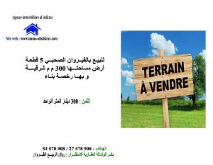 0641 - للبيع بالقيروان الصحبي 5 قطعة أرض مساحتها 300 م م