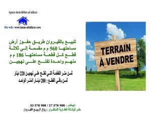 0580 - للبيع بالقيروان طريق حفوز أرض مساحتها 560 م م